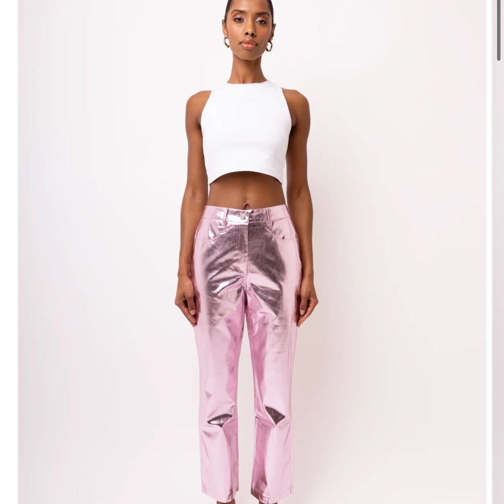 BNWT Amy Lynn Lupe Pink Metallic High Waisted Pants